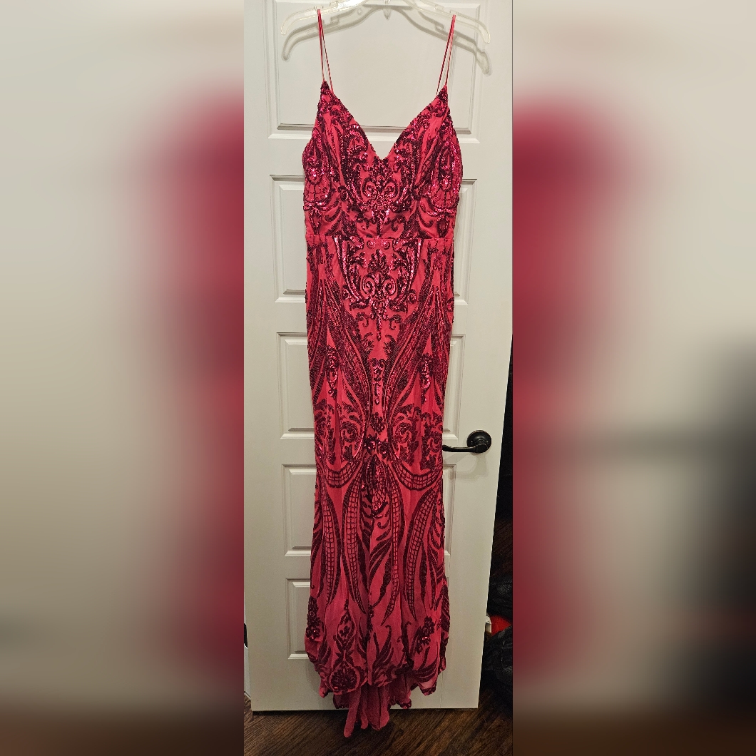 Windsor Fushia Sequined Prom Dress
